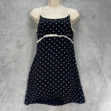 Vintage Byer Too A Line Dress Womens 7 Black Polka Dot Spaghetti Strap Back Zip
