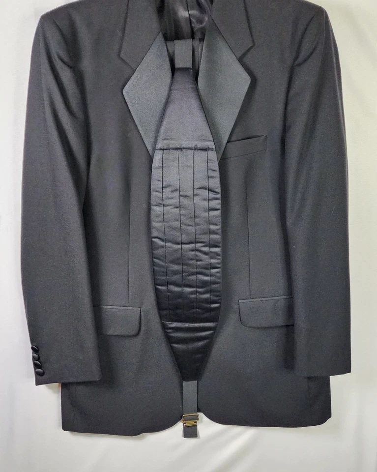 Kingsridge George Muse Ropa Hombre 2 Piezas Traje Negro Chaqueta 36L Pantalones 36x30 Foto 3 de 4