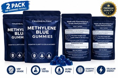 TrueHealthic 30 Blue Gummies Cognitive Clarity & Cellular Energy 2Pc. 60 Total