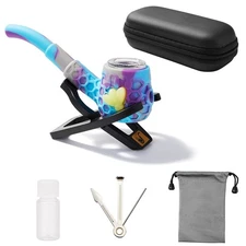 4.5" Silicone Honeycomb Tobacco Smoking Pipe with Holder and Tools Hand Pipe