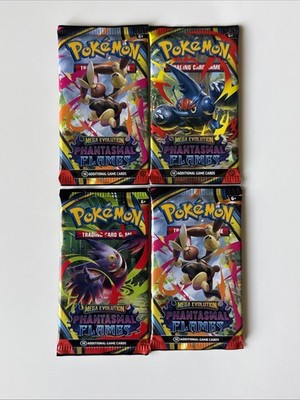 Pokemon TCG Mega Evolution Phantasmal Flames Booster Pack Lot of 4