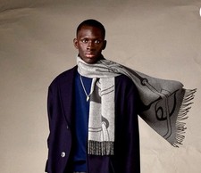 Sciarpa HERMES metallo Equestre cashmere antracite/erica grigio cirillo diatkin nuova con etichette