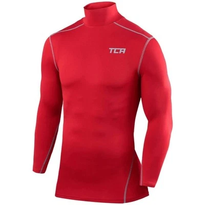 TCA Pro Performance Mock Junior Compression Top Red Long Sleeve Kids Running Run