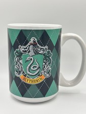 Harry Potter Slytherin house crest on argyle pattern 14 oz. Coffee Mug green