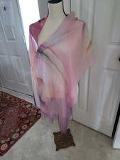 ECHO Nordstrom Long Scarf Watercolor Spring Abstract Pastel Semi Sheer 20.5x76"