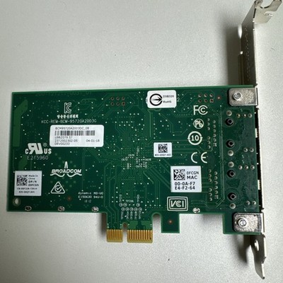 Broadcom BCM95720A2003G 10Gb Dual Port Ethernet Network Card PCIe Dell 0FCGN