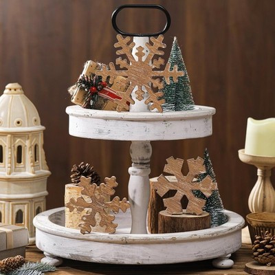 3 Pcs Winter Wooden Snowflake Decor Rustic Winter Snowflake Table Signs Wonde...