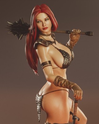 Sonja The Barbarian Red Fan Art Sculpture Fully Painted  (Made to order) (Adult)
