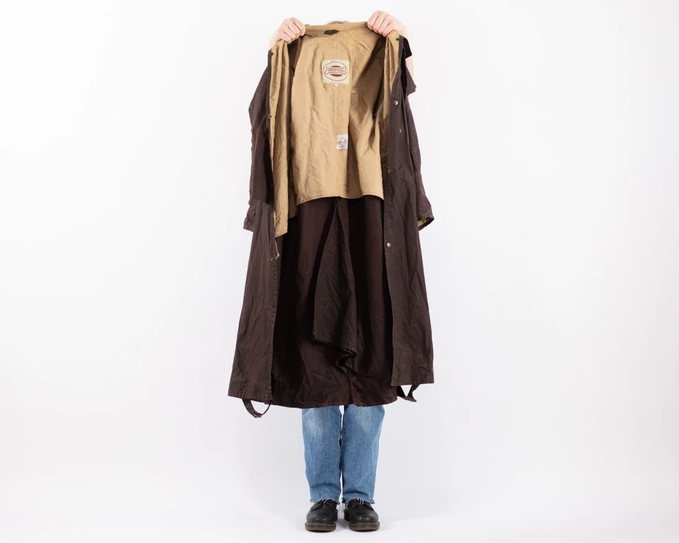 De Colección Driza-Bone Largo De Lujo Equitación Gabardina Plumero Talla S Lona Encerada Piel Ólea Foto 4 de 4