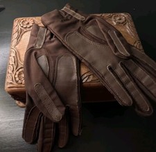 Vintage Brown Driving Gloves Womens One Size Stretch Grip Antron  Spandex