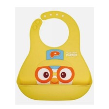 Pororo Premium Peek a Boo Silicone Baby Bib, Adjustable length with wide pocket