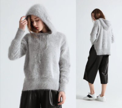  46Farben ANGORA PULLOVER WOLLE KAPUZE WOOL HOODED JUMPER SWEATER MINK CASHMERE