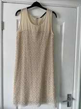 ZARA EU L ARGE 34” Chest BEIGE/NUDE SHORT DRESS LACE OVERLAY