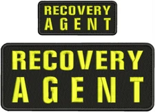 RECOVERY AGENT  EMB PATCH 4X10 & 2X5 HOOK ON BACK YELLOW ON BLACK