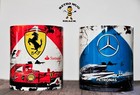 2 X Retro F1 Petronas Mercedes & Ferrari Team Can Mug Car Tea Coffee Mug 