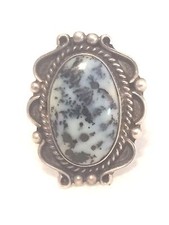 Vintage Sterling Silver Southwest Tribal Agate Ring Size 8 8.9g