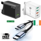 USB-C Charger Plug Adapter Cable PD 65W Type-C Fast Charge For Phone Laptop iPad