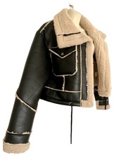 Nwt Cool Aviator Short Vinyl Effect Chris Wang X K-zell Paris Faux Fur Jacket S