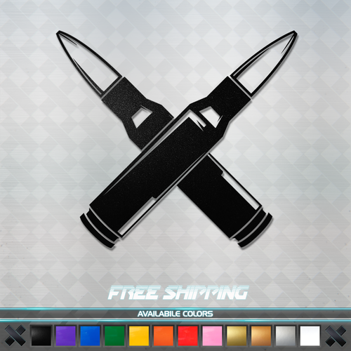 Crossed Rifle Bullets Vinyl Decal Sticker Car Window Truck US America