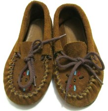 Moccasins Kids Child Measures 7 3/4" Sz 12 12.5 13 Shoes Costume Weron Vintage