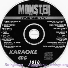 FEmale Classic Pop Monster Hits Karaoke CD G 1018 Pat Benatar,Bonnoe Tyler