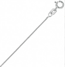 0.6mm Round Wheat Spiga Diamond Cut Chain Necklace Real 14K White Gold