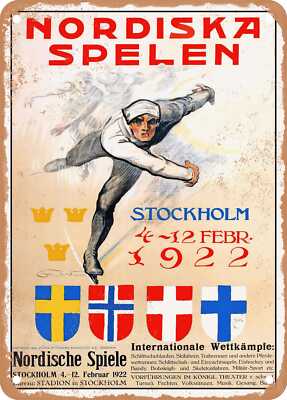 METAL SIGN - 1922 Nordic Games Stockholm Feb 1922 Vintage Ad