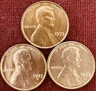 1973-P/D/S Lincoln Cent BU - Lot Of 3, One Of Each.