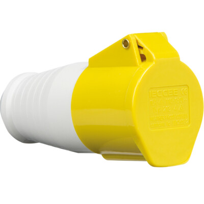 Industriestecker & Steckdose IP44 16A 110V – Gelb/Weiß, 3-polig, Aufputz, Robust Für Baustelle & Outdoor