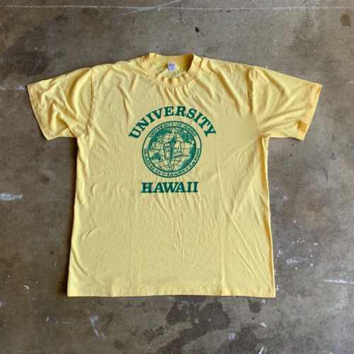 70s VINTAGE UNIVERSITY OF HAWAII T-SHIRT MEN SZ L SOFT & THIN 80s HAWAIIAN SHIRT
