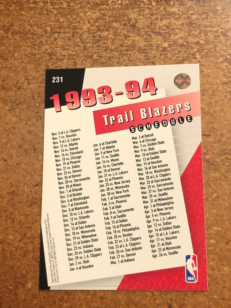 1993-94-upper-deck-basketball-231-portland-trail-blazers-schedule-ebay