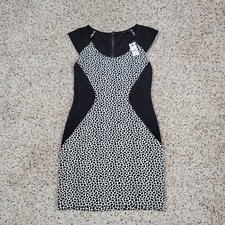 Express Dress Women 6 Black White Bodycon Sleeveless Cheetah Print Ladies A3*