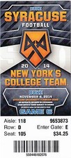 2014 SYRACUSE ORANGE VS DUKE BLUE DEVILS TICKET STUB 11/8 COLLEGE FOOTBALL 