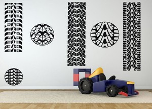 Wall Vinyl Sticker Tire Tracks Road Route Path Wheel Race ...