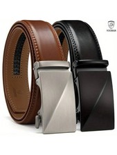 Men's Leather Ratchet Belt 1 3/8" Micro Adjustable Casual Jeans