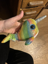 TY BEANIE BOO CUTE NORI THE COLORFUL NARWHAL  PLUSH TOY WITH FREE SHIPPING