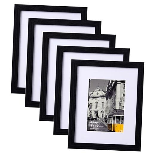 8x10 Picture Frames Set of 5 for Gallery Wall Displays 5x7 Photos with Mat-image