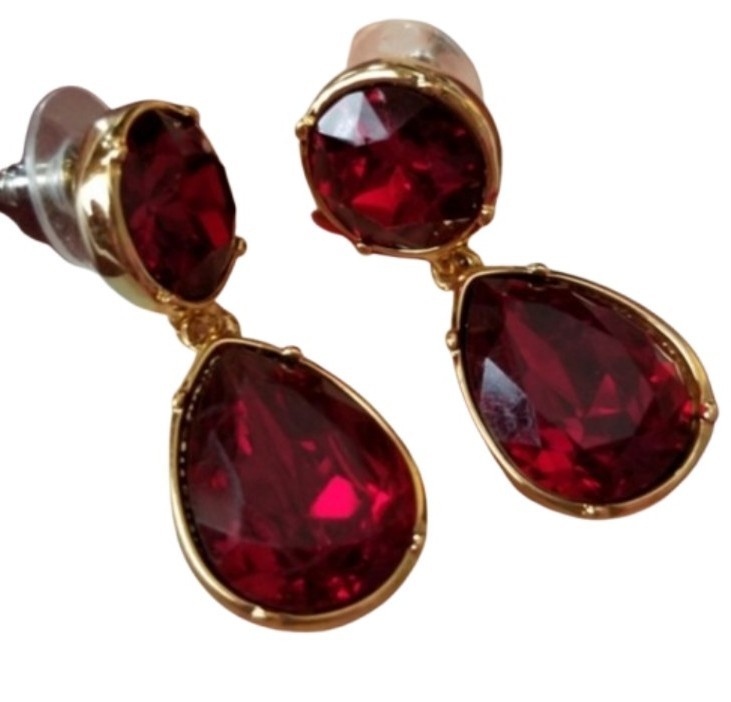 Talbots Red Ruby Slippers Drop Statement Earrings - image 1