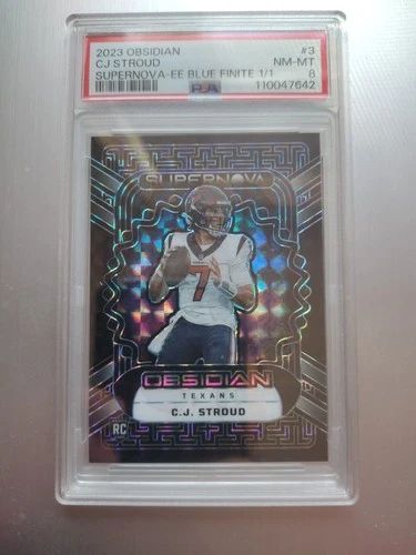 2023 Panini Obsidian - Supernova-EE CJ Stroud  Blue Finite 1/1 PSA 8 Rc