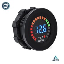 12vdc Voltmeter Gauge Blue Led Digital Display 1-18 Inch Round Hole Car Boat