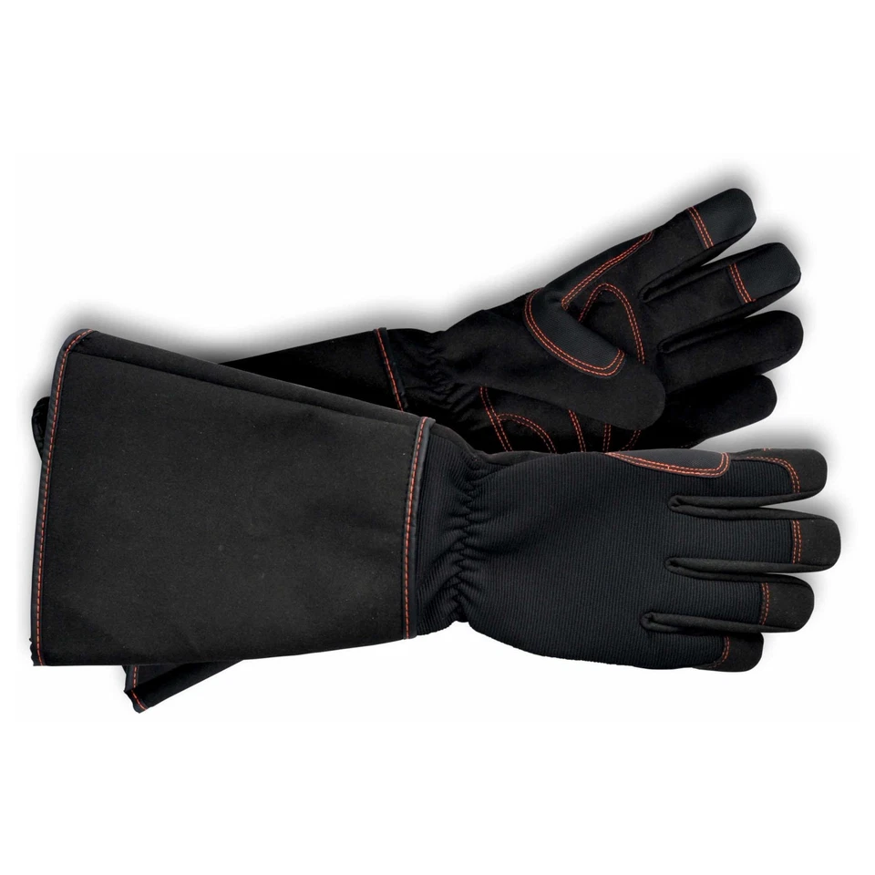 KIXX Rosenhandschuh schwarz - mit Manschette Fingerkuppenschutz Rosen Handschuhe