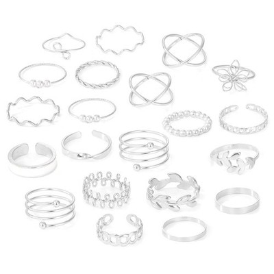 22 Stück Offene Knuckle Ringe Set für Frauen Mädchen Vintage Silber Ringe Pun...