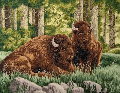 Cross Stitch ''Bison'' Embroidery Kit. Unprinted Сanvas Charivna Mit