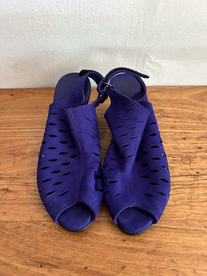 💥 ARCHE purple Suede Leather Pump D’orsay Heels Mules 39 8