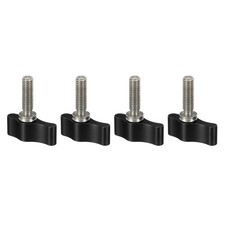 Rotary thread knob, 4pcs T type M5 17mm, black, aluminum alloy stainless steel