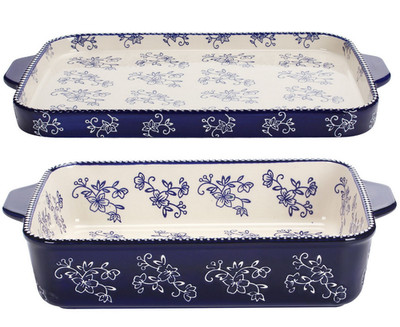 Temp-tations 4 Qt DISH,Lid-it, Baker Casserole Lasagna Sheet Cake BLUE T49967