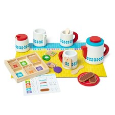 Melissa Doug 20-Piece Steep and Serve Wooden Tea Set - Play Food and Kitchen...