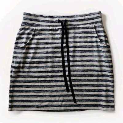 Market & Spruce Amia Knit Skirt Women's Medium Blue White Striped Pull-On