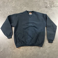 Russell Athletic Sweatshirt Mens XL Black Distressed Fade Grunge Preowned