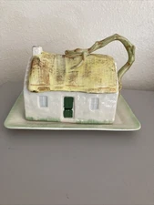 Antique BELLEEK Fine Irish Porcelain Cottage Butter Cheese DISH Cottagecore